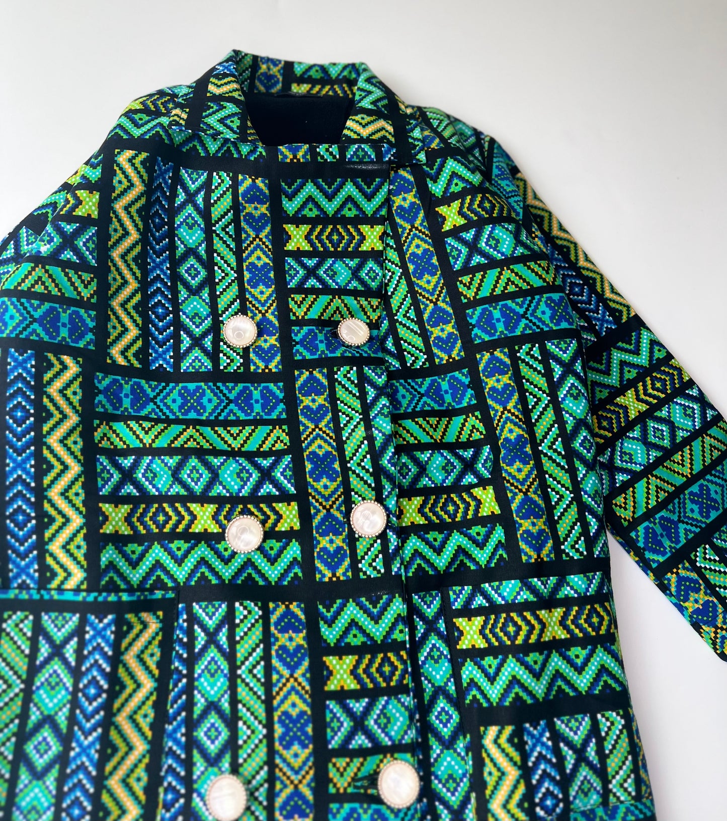 AFRICAN PRINT KIDS JACKET BLUE TRIBAL