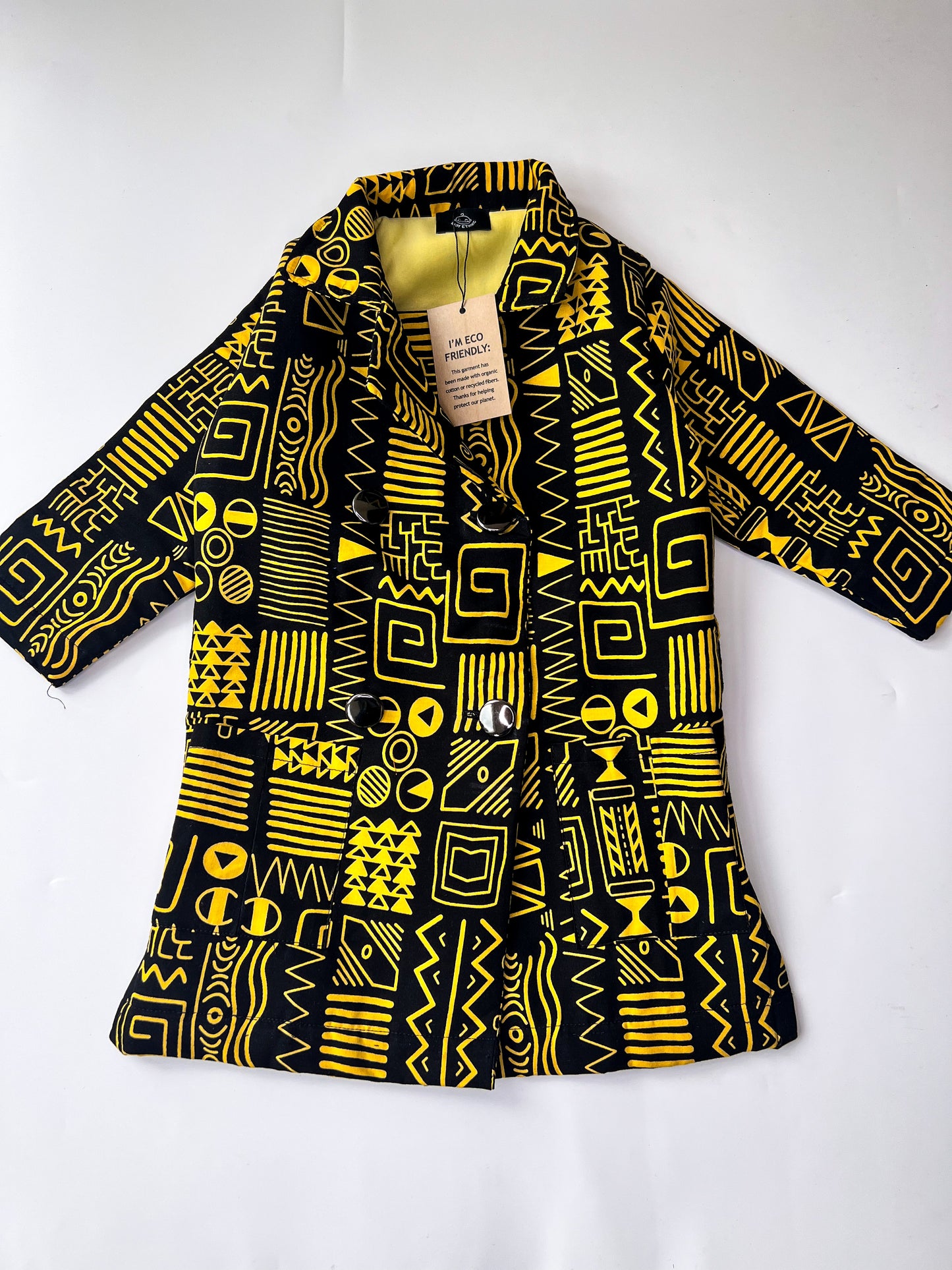 African Print Kids Jacket Tribal Yellow