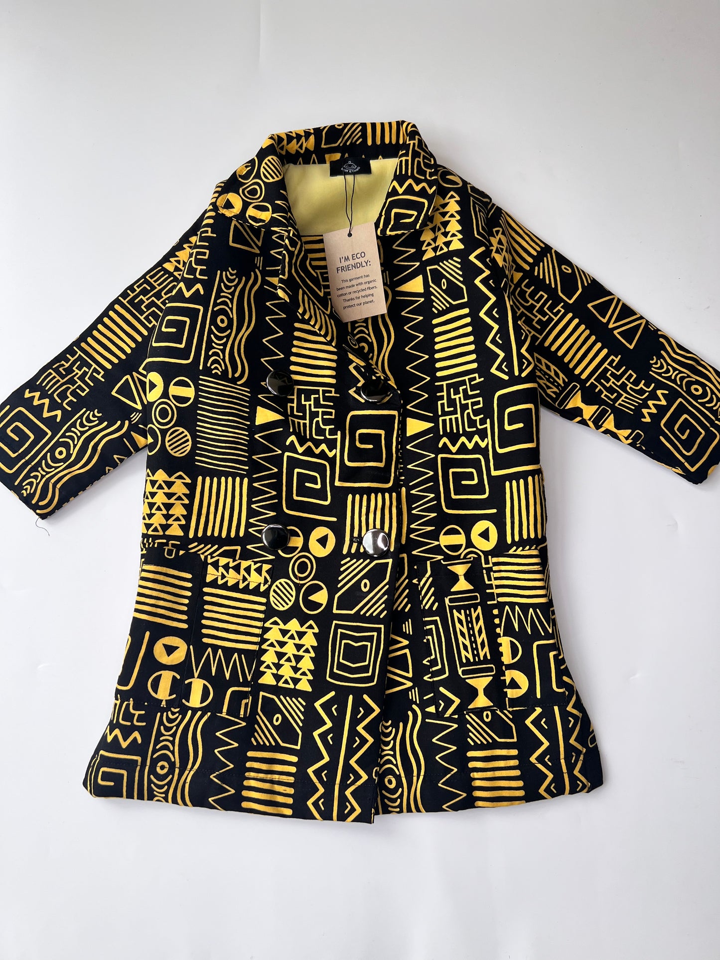 African Print Kids Jacket Tribal Yellow