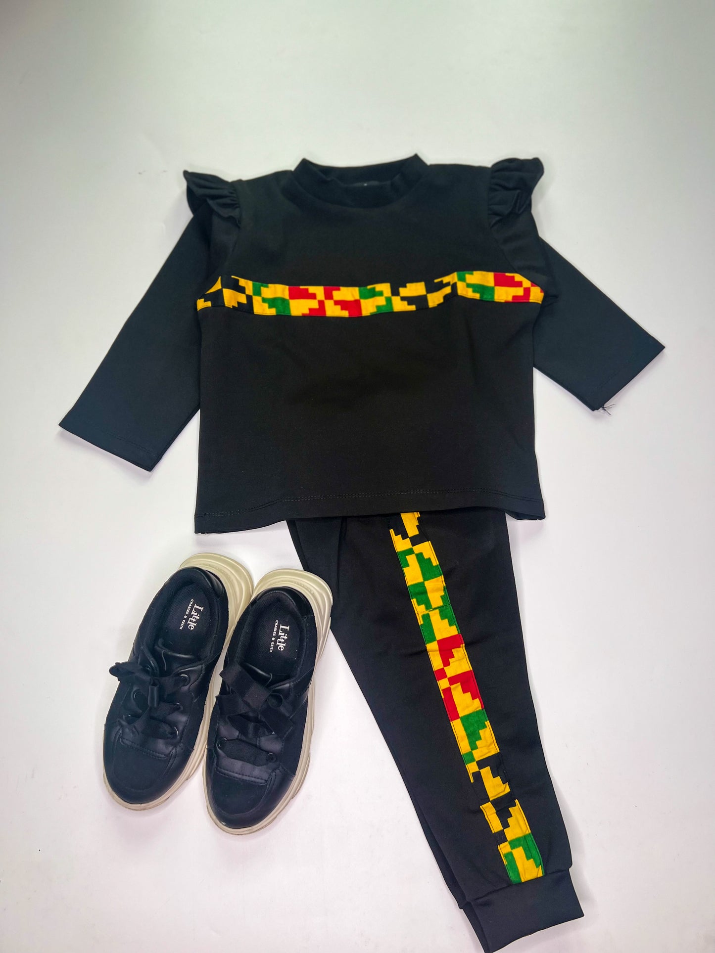 African Print Kids striped Kente Fleece Joggy Set