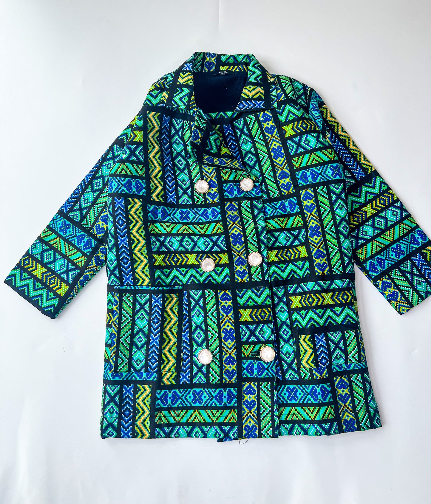 AFRICAN PRINT KIDS JACKET BLUE TRIBAL