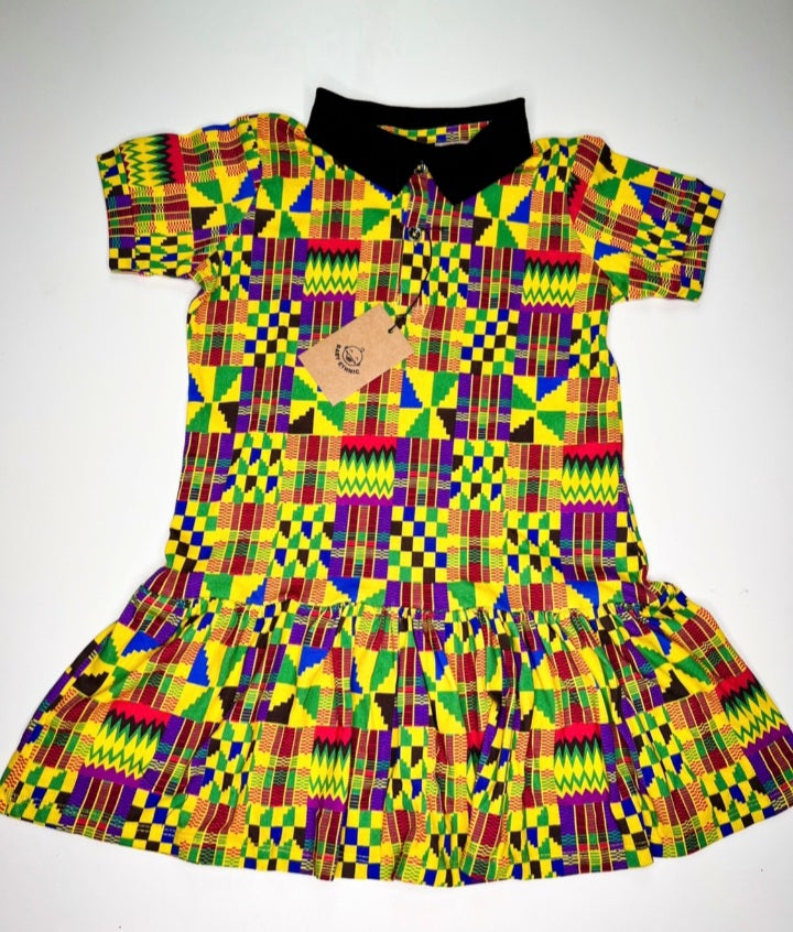African Print Kente Polo Little Girl Dress