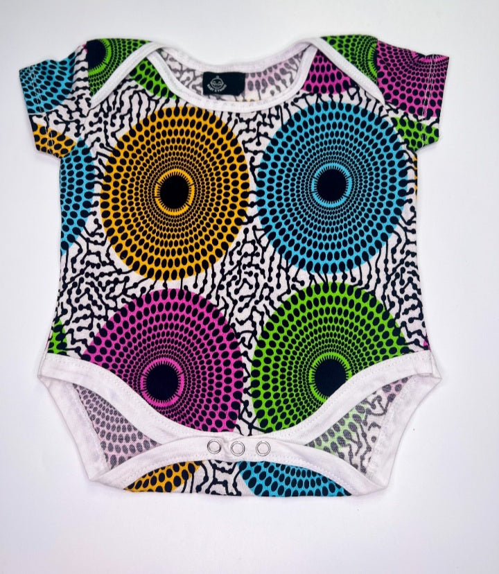 African Print Pack of 3 Unisex Ankara Baby Onesies