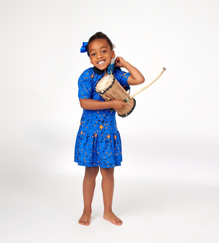 African Print Little Girl Dress Star