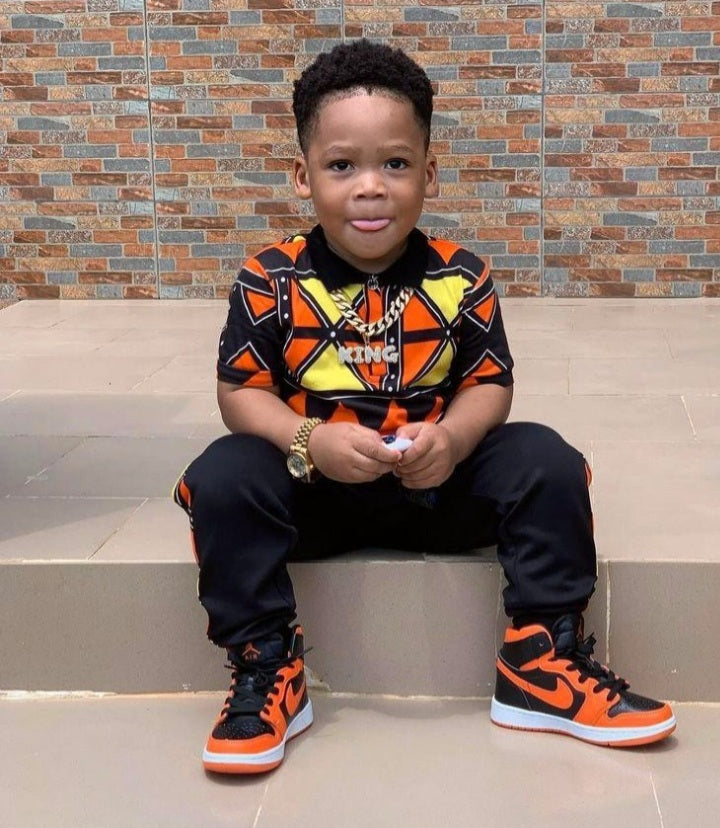African Print Boys Polo Joggers set Tribal