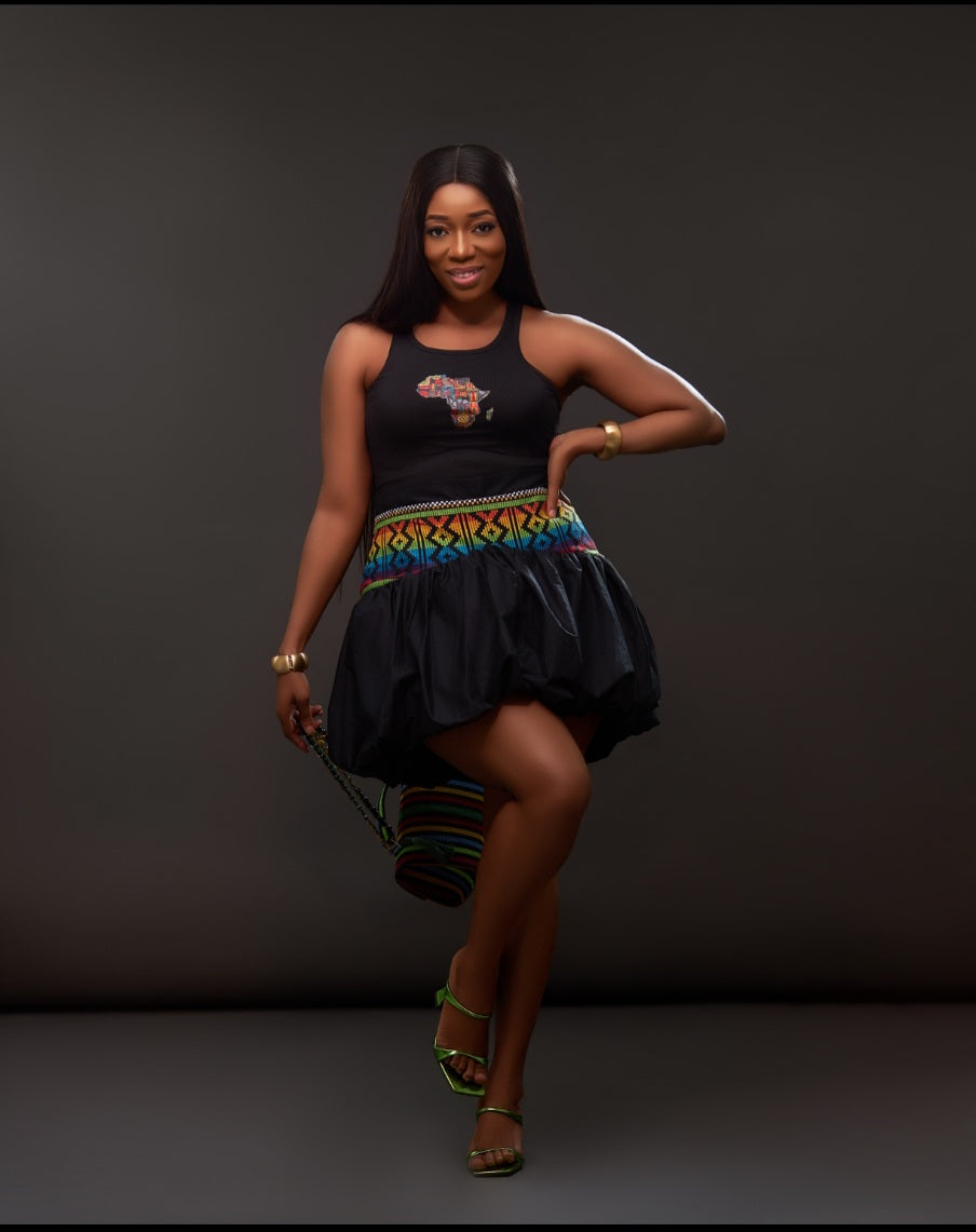 Akwete Bubble Skirt Black