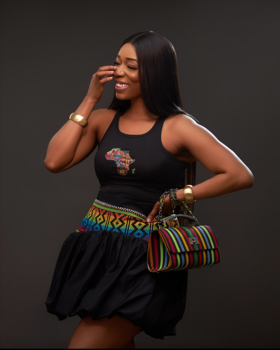 Akwete Bubble Skirt Black