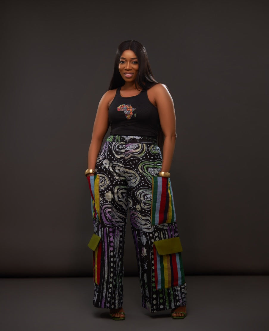 African Adire Cargo Trousers