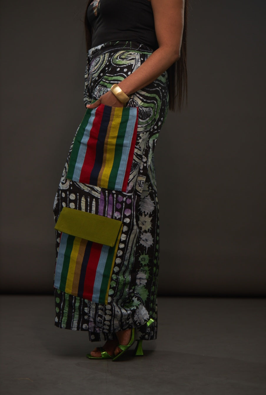 African Adire Cargo Trousers