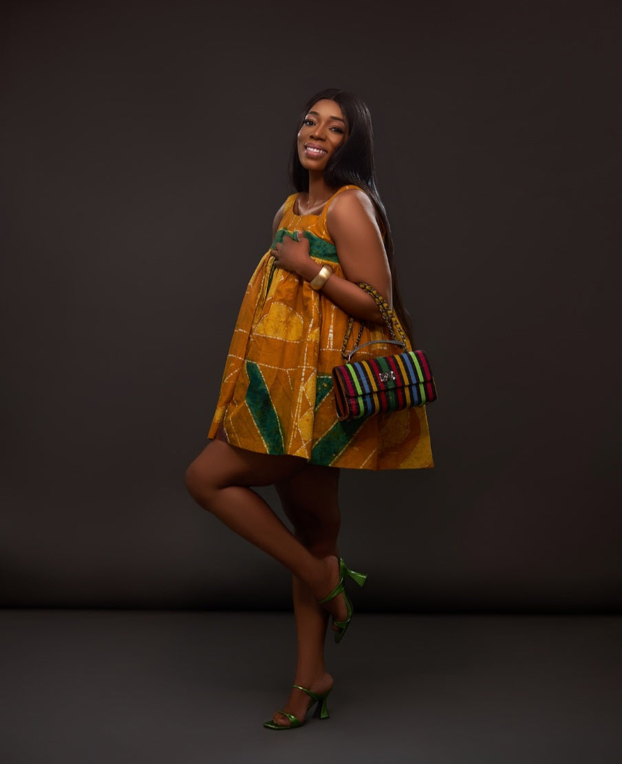 AFRICAN ADIRE BABYDOLL DRESS