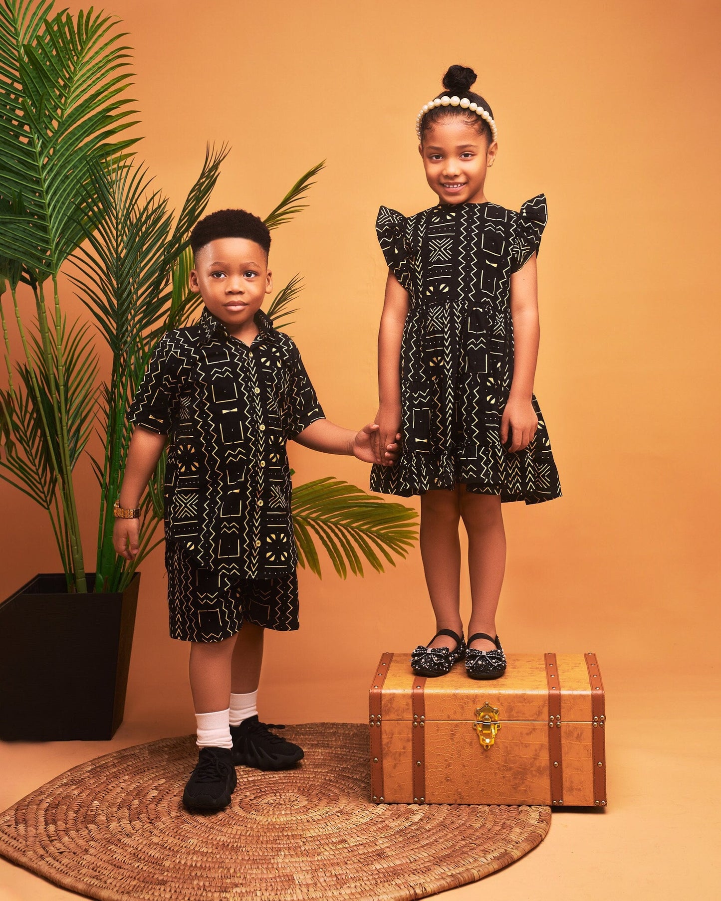 African Print Bongolian Boys Button down Shirt and Shorts Co-Ord Set