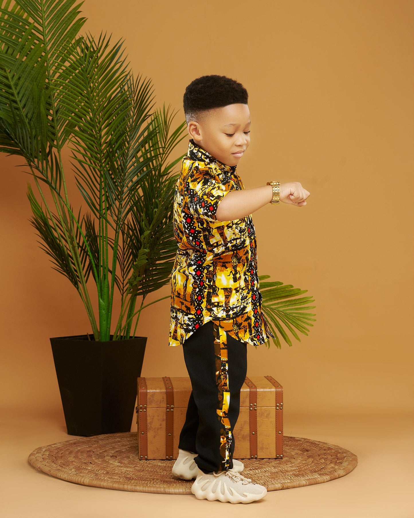 African Print Boys Button down Co-ord Cotton Set Femi