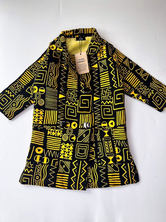 African Print Kids Jacket Tribal Yellow