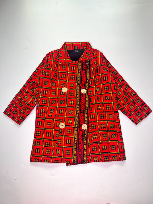 African print Kids Jacket Red Tribal