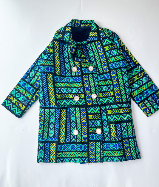 AFRICAN PRINT KIDS JACKET BLUE TRIBAL