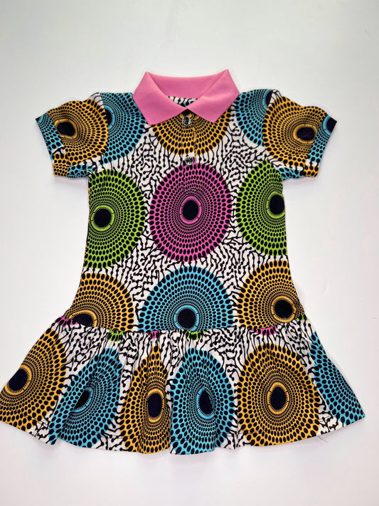 Ankara Print Polo Dress little girls circle print
