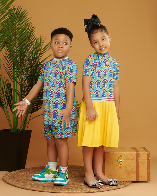 African Print Organic Cotton Tshirt Set for Boys